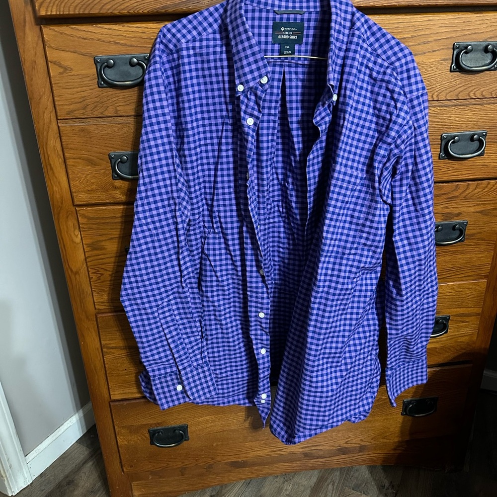 Men's Blue Checkered Dress Shirt